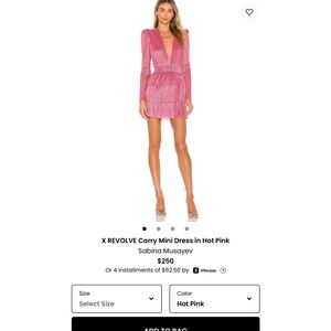 !! Sabina Musayev CARRY MINI DRESS SIZE M Hot Pink Mini Dress